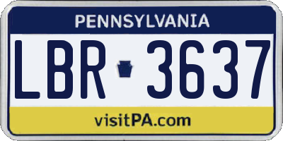 PA license plate LBR3637