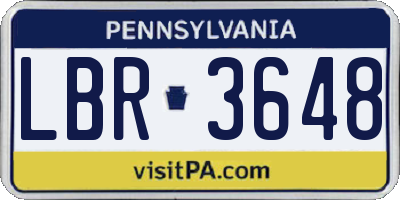 PA license plate LBR3648