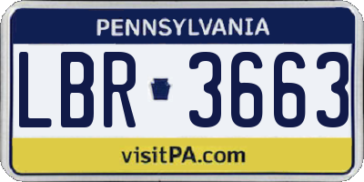 PA license plate LBR3663