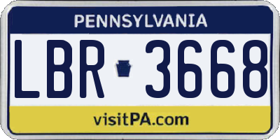 PA license plate LBR3668