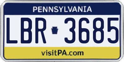 PA license plate LBR3685