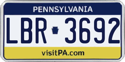 PA license plate LBR3692