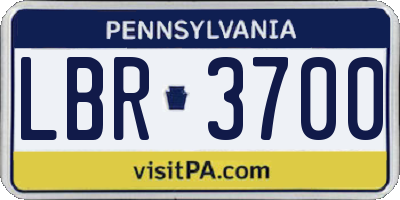 PA license plate LBR3700