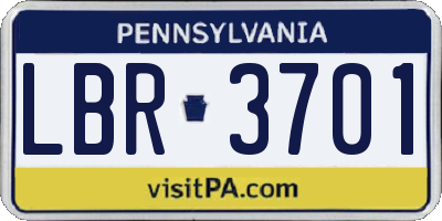 PA license plate LBR3701