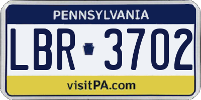 PA license plate LBR3702
