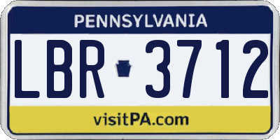 PA license plate LBR3712