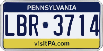 PA license plate LBR3714