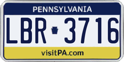 PA license plate LBR3716