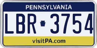 PA license plate LBR3754