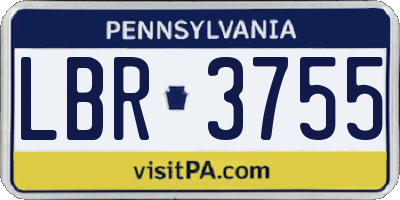 PA license plate LBR3755
