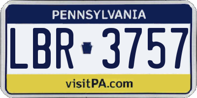 PA license plate LBR3757