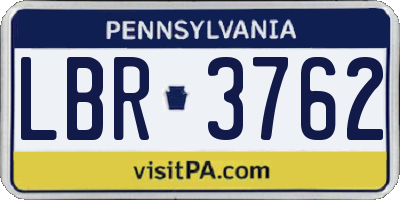 PA license plate LBR3762