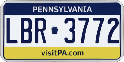 PA license plate LBR3772