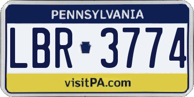 PA license plate LBR3774