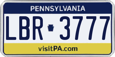 PA license plate LBR3777