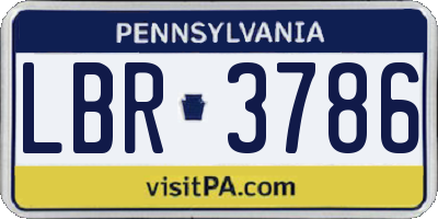 PA license plate LBR3786