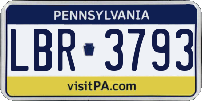 PA license plate LBR3793