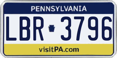 PA license plate LBR3796