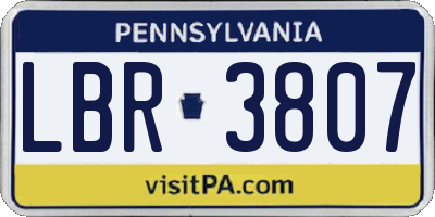 PA license plate LBR3807