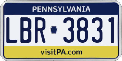 PA license plate LBR3831