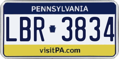PA license plate LBR3834
