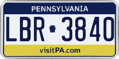 PA license plate LBR3840