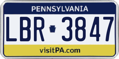 PA license plate LBR3847