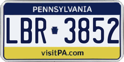 PA license plate LBR3852