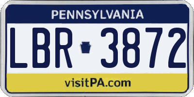PA license plate LBR3872