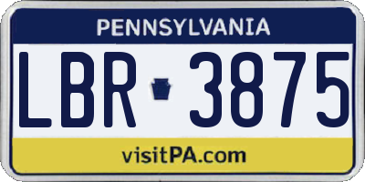 PA license plate LBR3875