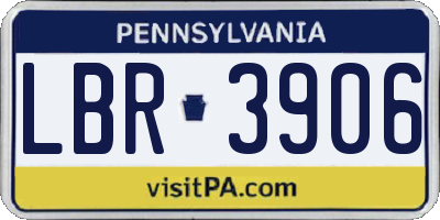 PA license plate LBR3906