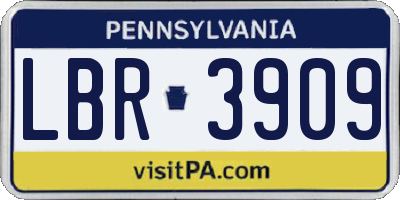 PA license plate LBR3909