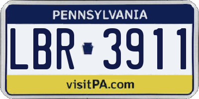 PA license plate LBR3911