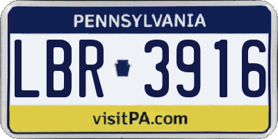PA license plate LBR3916