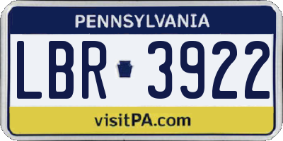 PA license plate LBR3922