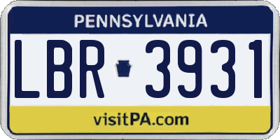 PA license plate LBR3931