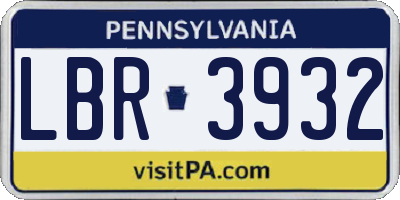 PA license plate LBR3932