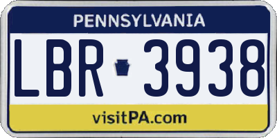 PA license plate LBR3938