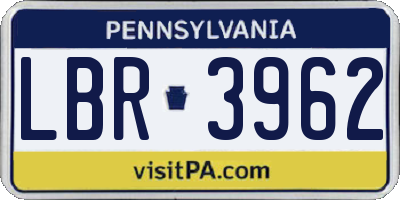 PA license plate LBR3962