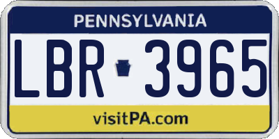 PA license plate LBR3965