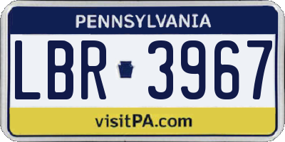 PA license plate LBR3967