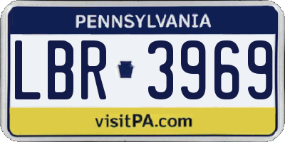 PA license plate LBR3969