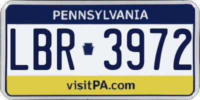 PA license plate LBR3972