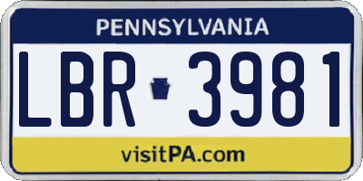 PA license plate LBR3981