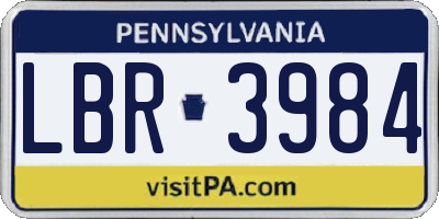 PA license plate LBR3984