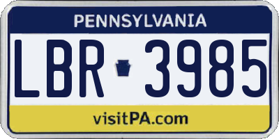 PA license plate LBR3985