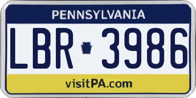 PA license plate LBR3986