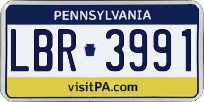 PA license plate LBR3991