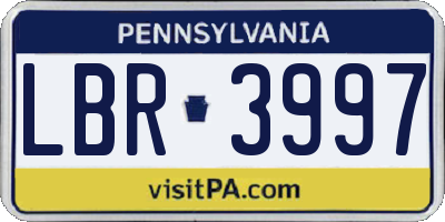 PA license plate LBR3997