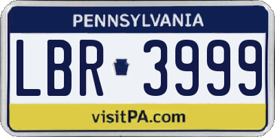 PA license plate LBR3999